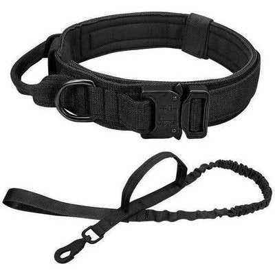 Strong Military Tactical Dog Collar Bungee Leash With Handle Large Dogs - Finnigan's Play Pen