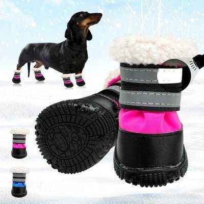 Winter Elegance: Luxe Reflective Dog Snow Boots with Fur Lining