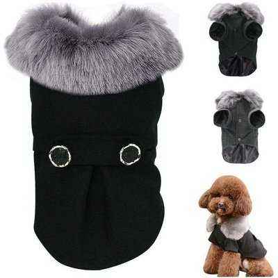 Winter Dog Woolen Clothes With Fur Collar Puppy Yorkshire Dogs Jacket Coat Clothing For Small Medium Pet Chihuahua Size S-XXL - Finnigan's Play Pen