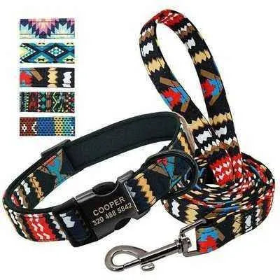 Divine Pet Elegance Personalised Dog Collar & Leash Set