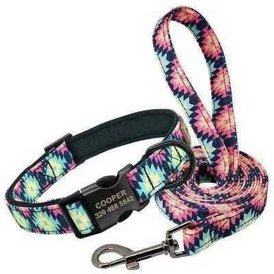 Divine Pet Elegance Personalised Dog Collar & Leash Set