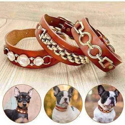 Royal Gemstone Leather Dog Collar for Small and Medium Breeds